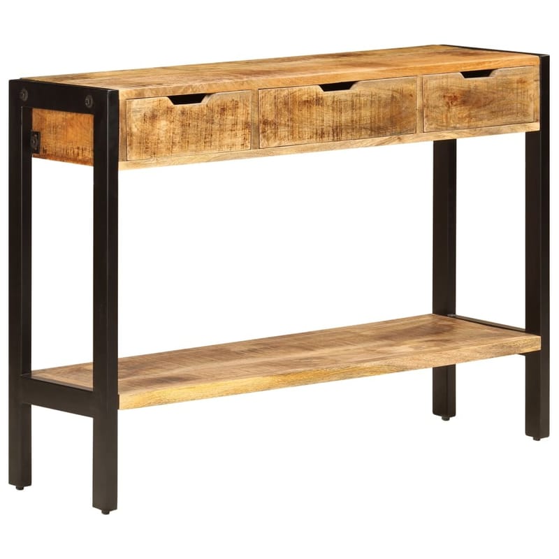 Senkki 3 laatikolla 110x35x75 cm kiinteä mangopuu - Ruskea - Säilytys - Säilytyskalusteet - Senkki