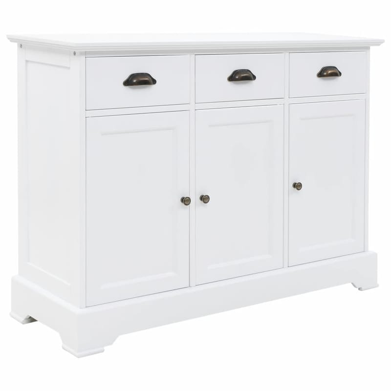 Senkki 3 ovella MDF ja mänty 105x35x77,5 cm - Valkoinen - Säilytys - Säilytyskalusteet - Senkki