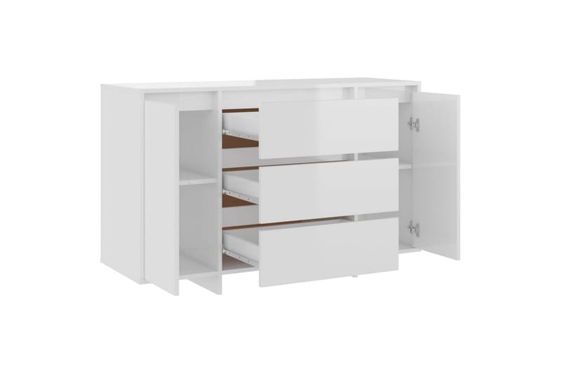 Senkki 3 vetolaatikkoa korkeakiilto valk. 120x41x75cm lastul - Valkoinen - Säilytys - Säilytyskalusteet - Senkki