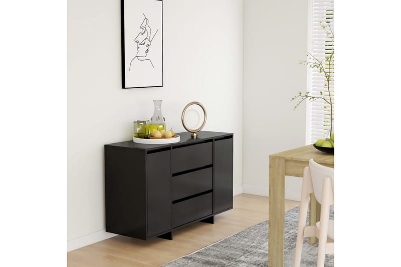 Senkki 3 vetolaatikkoa musta 120x41x75cm lastulevy - Musta - Säilytys - Säilytyskalusteet - Senkki