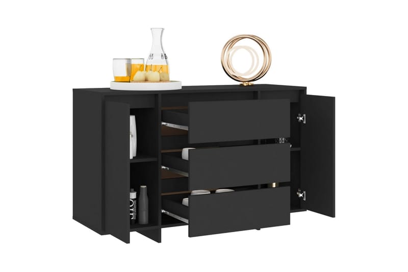 Senkki 3 vetolaatikkoa musta 120x41x75cm lastulevy - Musta - Säilytys - Säilytyskalusteet - Senkki