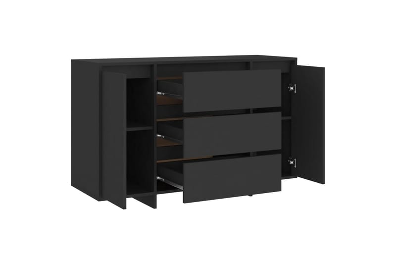 Senkki 3 vetolaatikkoa musta 120x41x75cm lastulevy - Musta - Säilytys - Säilytyskalusteet - Senkki