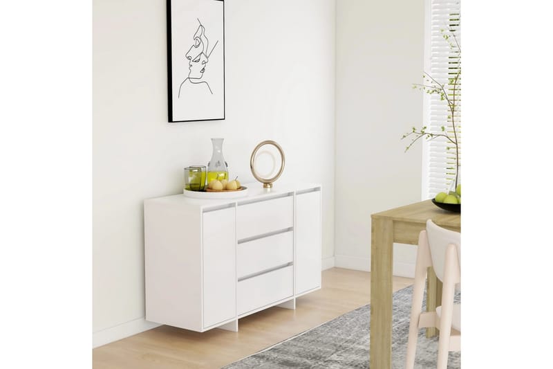 Senkki 3 vetolaatikkoa valkoinen 120x41x75cm lastulevy - Valkoinen - Säilytys - Säilytyskalusteet - Senkki
