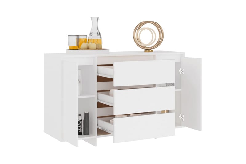 Senkki 3 vetolaatikkoa valkoinen 120x41x75cm lastulevy - Valkoinen - Säilytys - Säilytyskalusteet - Senkki
