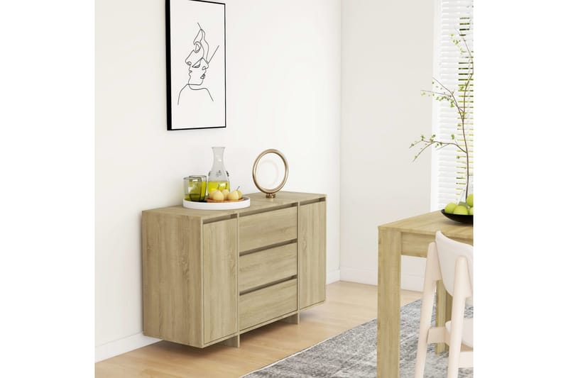 Senkki 3 vetolaatikolla Sonoma-tammi 120x41x75 cm lastulevy - Ruskea - Säilytys - Säilytyskalusteet - Senkki