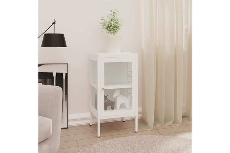 Senkki 38x35x70 cm metalli ja lasi - Valkoinen - Säilytys - Säilytyskalusteet - Senkki