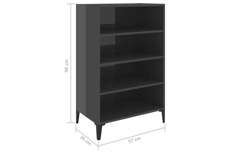 Senkki  57x35x90 cm - Korkeakiilto Harmaa - Säilytys - Säilytyskalusteet - Senkki