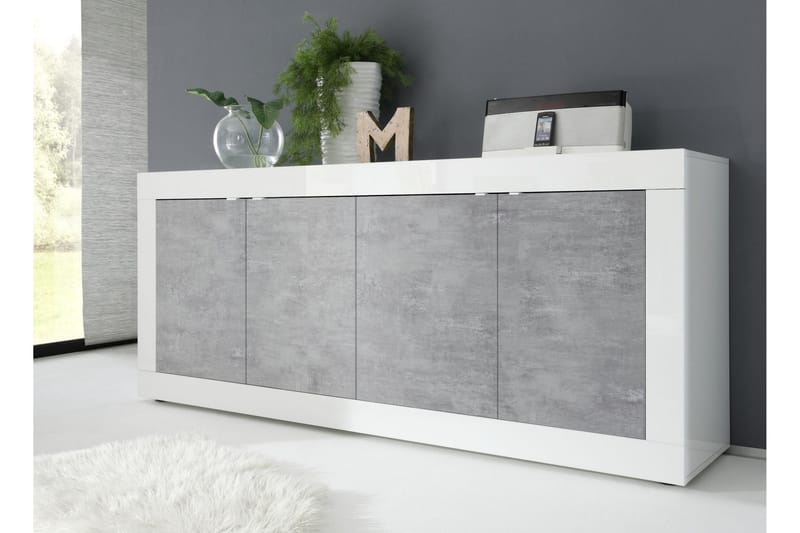Senkki Astal 102x43 cm - Valkoinen Korkeakiilto/Harmaa - Säilytys - Säilytyskalusteet - Senkki
