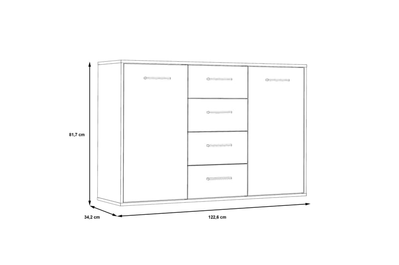 Senkki Barnitz 34x123 cm - Harmaa - Säilytys - Säilytyskalusteet - Senkki