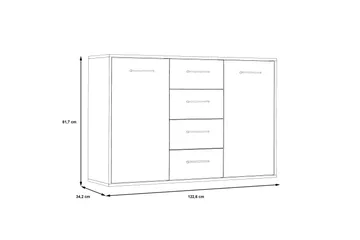Senkki Barnitz 34x123 cm - Harmaa - Säilytys - Säilytyskalusteet - Senkki