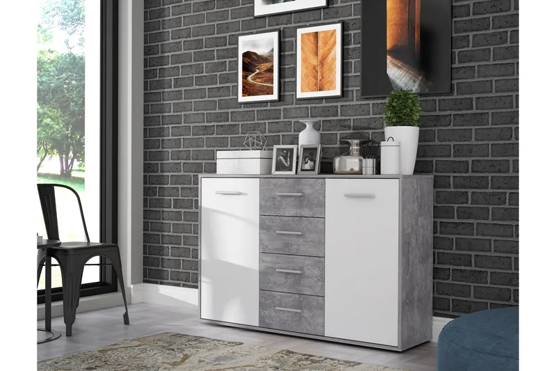 Senkki Barnitz 34x123 cm - Harmaa - Säilytys - Säilytyskalusteet - Senkki