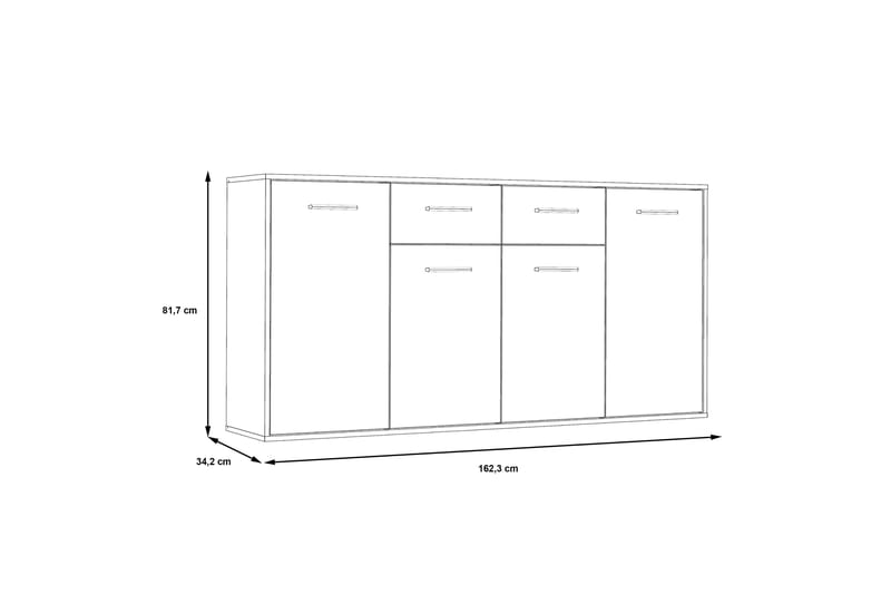 Senkki Barnitz 34x162 cm - Ruskea/Valkoinen - Säilytys - Säilytyskalusteet - Senkki