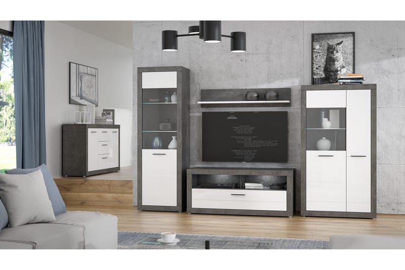 Senkki Belchin 41x143 cm - Harmaa/Valkoinen - Säilytys - Säilytyskalusteet - Senkki