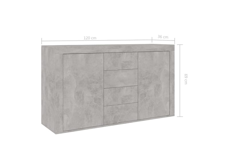 Senkki betoninharmaa 120x36x69 cm lastulevy - Säilytys - Säilytyskalusteet - Senkki