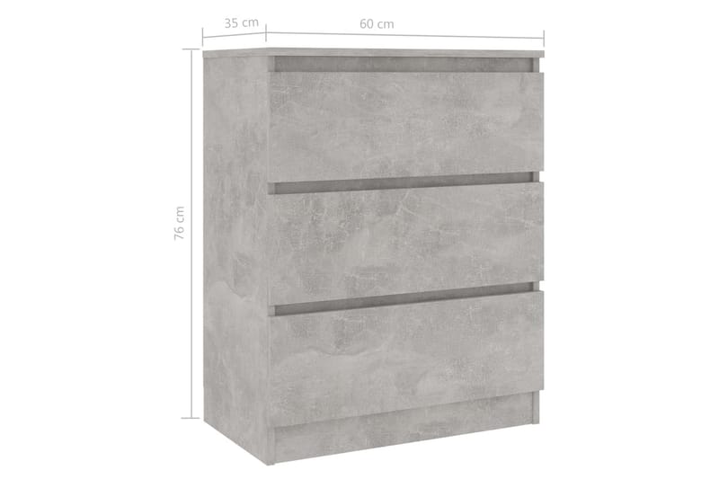 Senkki betoninharmaa 60x35x76 cm lastulevy - Harmaa - Säilytys - Säilytyskalusteet - Senkki