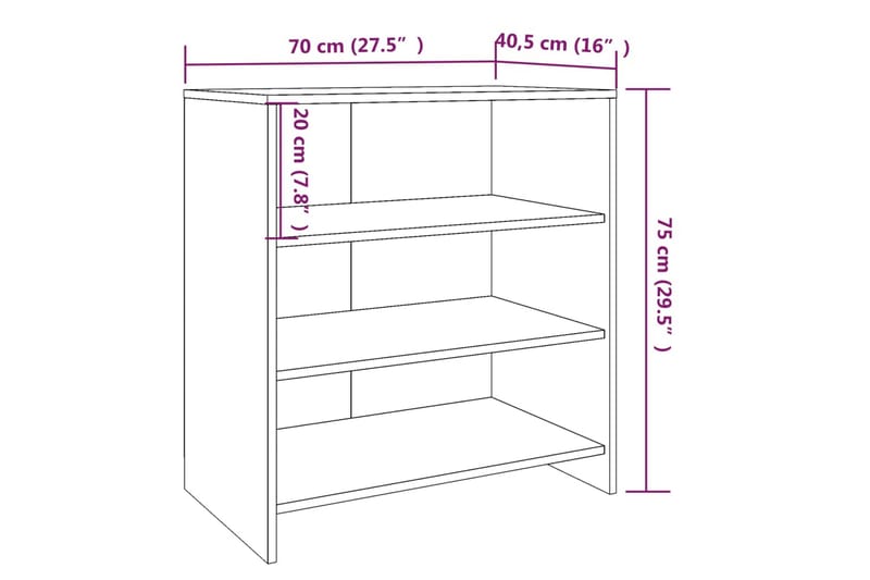 Senkki betoninharmaa 70x40,5x75 cm lastulevy - Harmaa - Säilytys - Säilytyskalusteet - Senkki