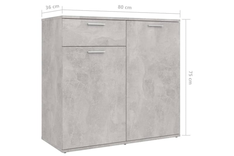 Senkki betoninharmaa 80x36x75 cm lastulevy - Säilytys - Säilytyskalusteet - Senkki