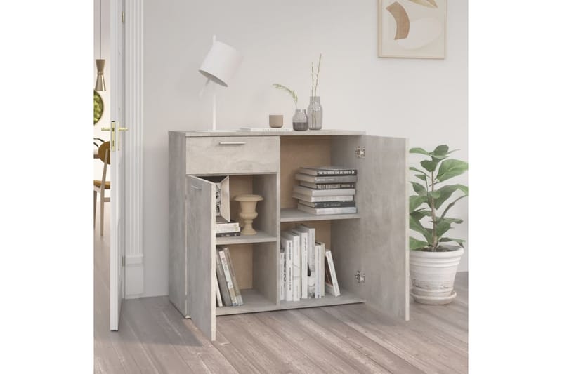 Senkki betoninharmaa 80x36x75 cm lastulevy - Säilytys - Säilytyskalusteet - Senkki