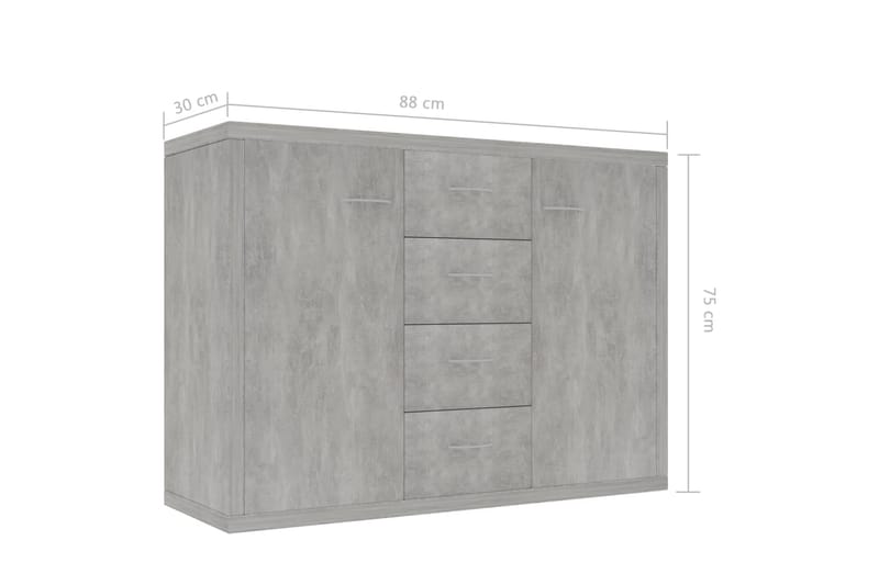 Senkki betoninharmaa 88x30x65 cm lastulevy - Harmaa - Säilytys - Säilytyskalusteet - Senkki