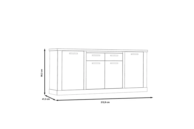 Senkki Breage 41x213 cm - Ruskea/Valkoinen - Säilytys - Säilytyskalusteet - Senkki