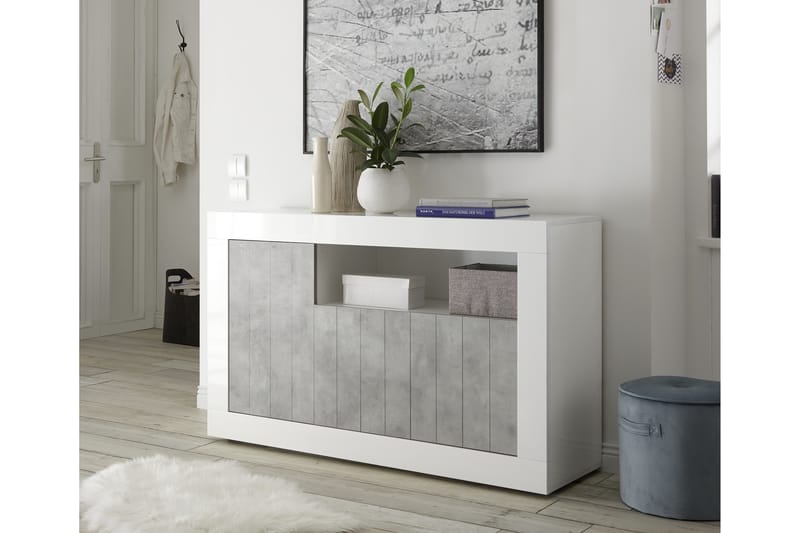 Senkki Calpino Medio 138 cm - Valkoinen/Harmaa - Säilytys - Säilytyskalusteet - Senkki