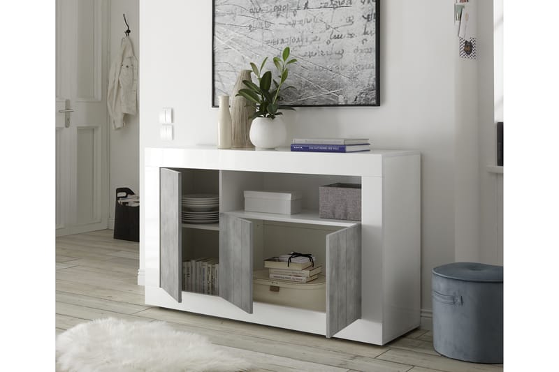 Senkki Calpino Medio 138 cm - Valkoinen/Harmaa - Säilytys - Säilytyskalusteet - Senkki