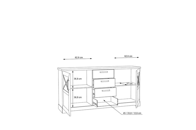 Senkki Feres 42x183 cm - Valkoinen - Säilytys - Säilytyskalusteet - Senkki
