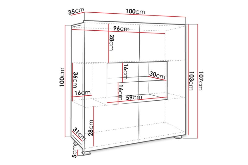 Senkki Frick 100 cm - Valkoinen - Säilytys - Säilytyskalusteet - Senkki