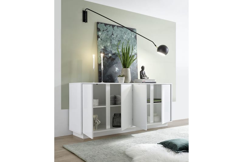 Senkki Ghiaccio 180x43 cm - Valkoinen Korkeakiilto - Säilytys - Säilytyskalusteet - Senkki