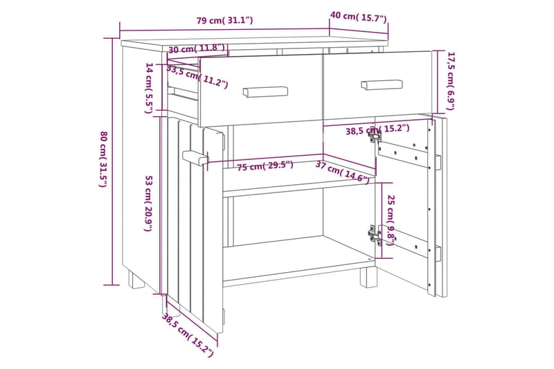 Senkki hunajanruskea 79x40x80 cm täysi mänty - Ruskea - Säilytys - Säilytyskalusteet - Senkki