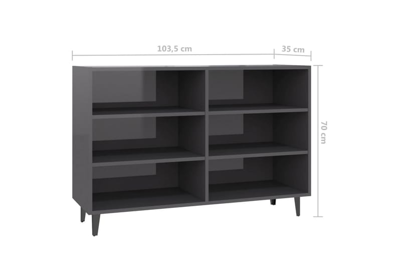 Senkki korkeakiilto harmaa 103,5x35x70 cm lastulevy - Säilytys - Säilytyskalusteet - Senkki