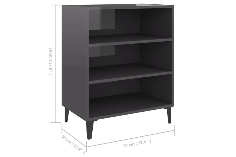 Senkki korkeakiilto harmaa 57x35x70 cm lastulevy - Harmaa - Säilytys - Säilytyskalusteet - Senkki