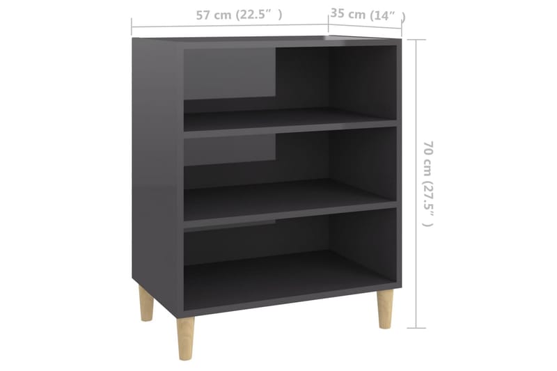 Senkki korkeakiilto harmaa 57x35x70 cm lastulevy - Harmaa - Säilytys - Säilytyskalusteet - Senkki