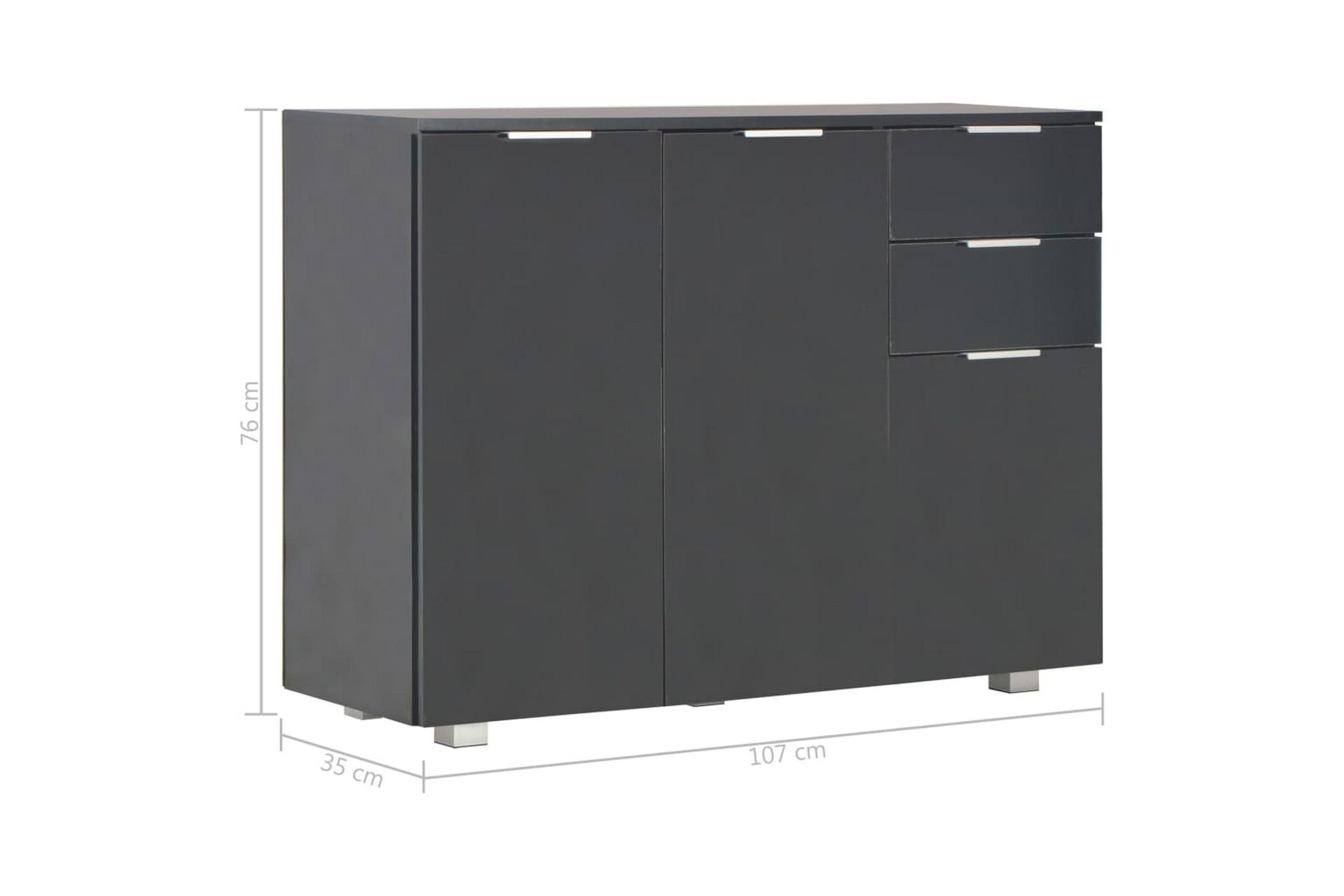 Senkki korkeakiilto musta 107x35x76 cm - Musta - Säilytys - Säilytyskalusteet - Senkki