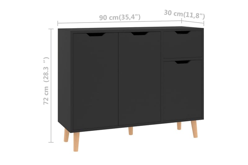 Senkki korkeakiilto musta 90x30x72 cm lastulevy - Musta - Säilytys - Säilytyskalusteet - Senkki