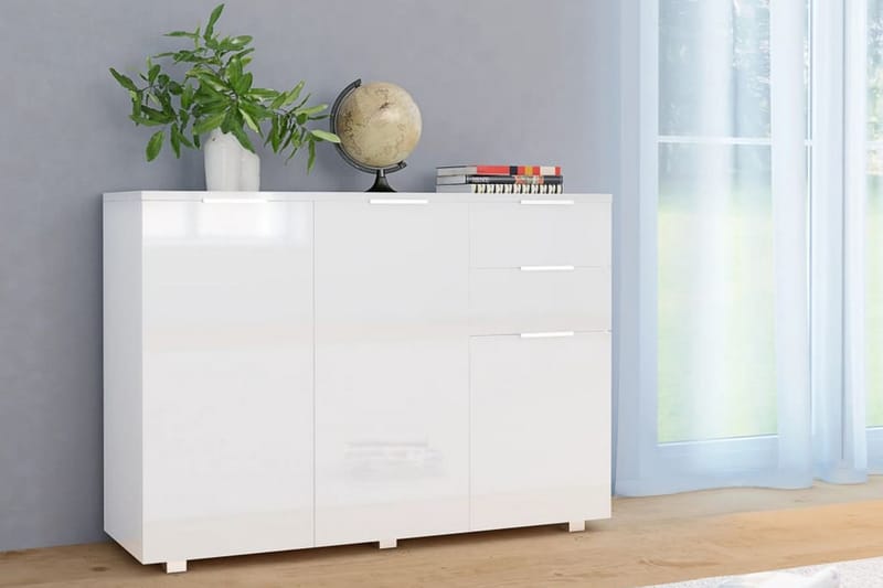 Senkki korkeakiilto valkoinen 107x35x76 cm - Valkoinen - Säilytys - Säilytyskalusteet - Senkki
