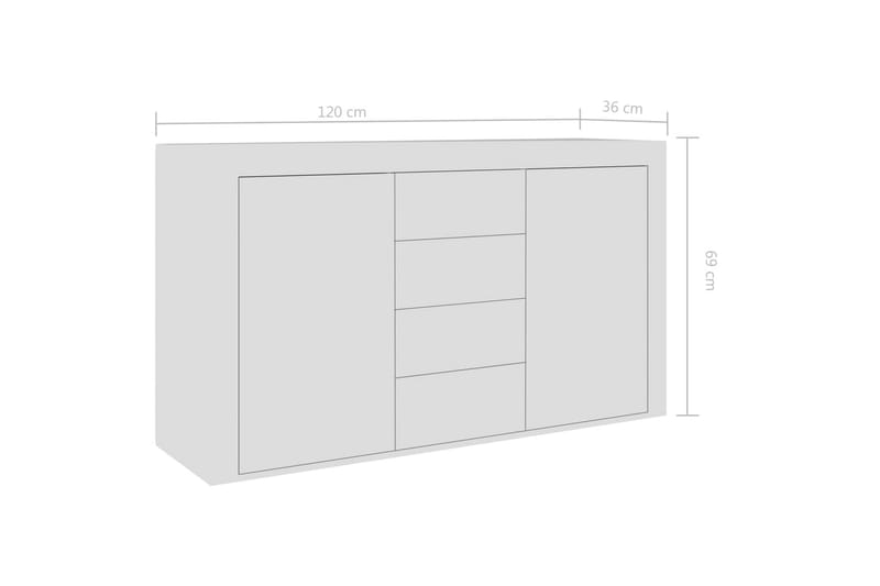 Senkki korkeakiilto valkoinen 120x36x69 cm lastulevy - Senkki