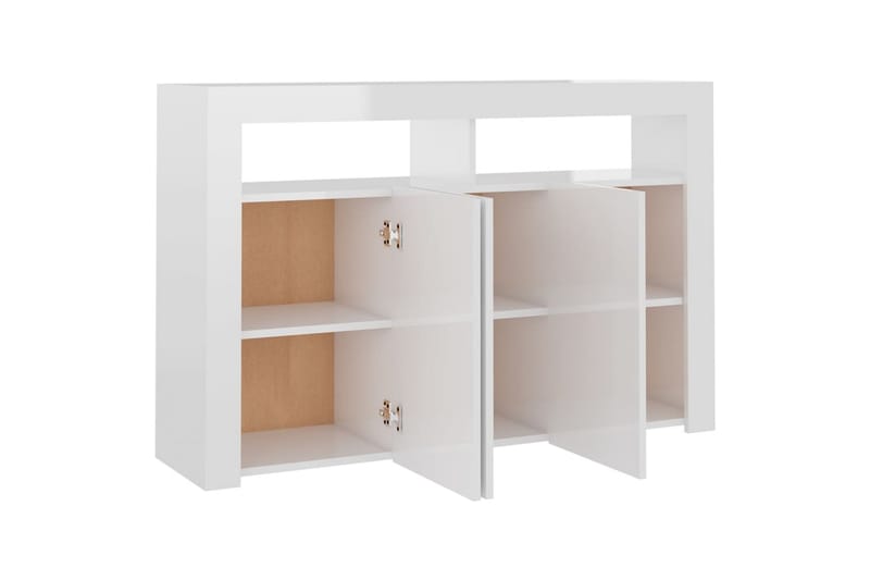 Senkki LED-valoilla korkeakiilto valkoinen 115,5x30x75 cm - Säilytys - Säilytyskalusteet - Senkki