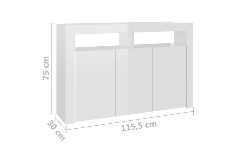 Senkki LED-valoilla korkeakiilto valkoinen 115,5x30x75 cm - Säilytys - Säilytyskalusteet - Senkki