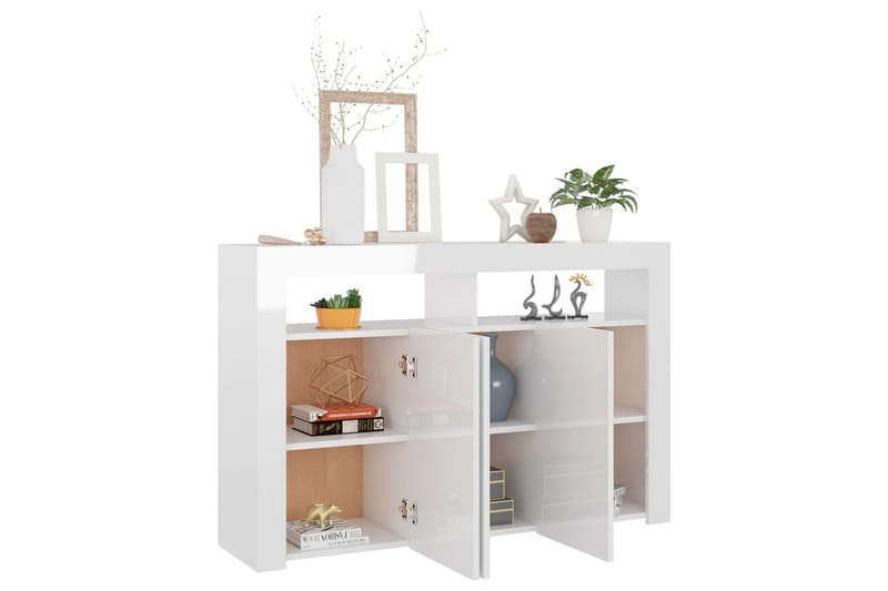 Senkki LED-valoilla korkeakiilto valkoinen 115,5x30x75 cm - Säilytys - Säilytyskalusteet - Senkki