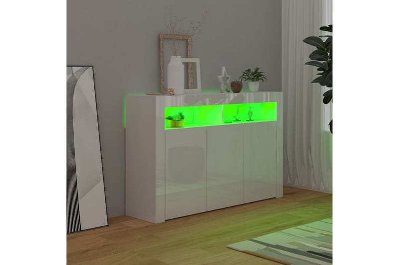 Senkki LED-valoilla korkeakiilto valkoinen 115,5x30x75 cm - Säilytys - Säilytyskalusteet - Senkki