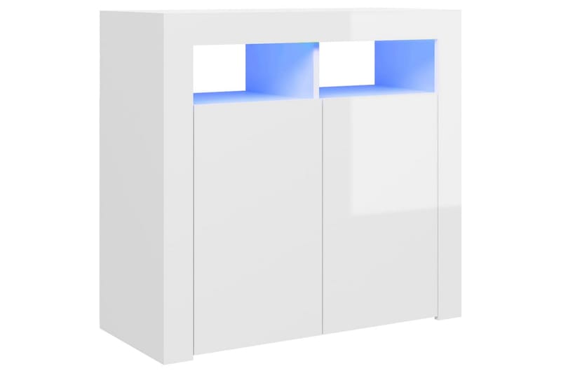 Senkki LED-valoilla korkeakiilto valkoinen 80x35x75 cm - Säilytys - Säilytyskalusteet - Senkki
