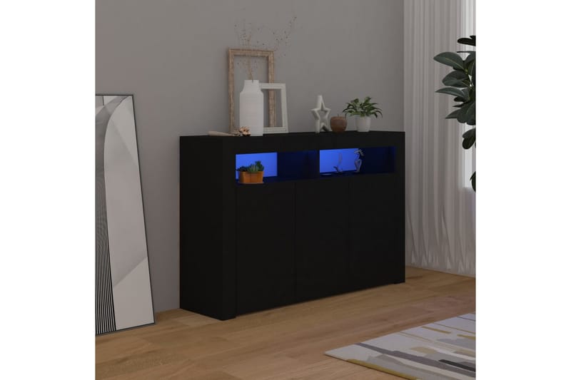 Senkki LED-valoilla musta 115,5x30x75 cm - Säilytys - Säilytyskalusteet - Senkki