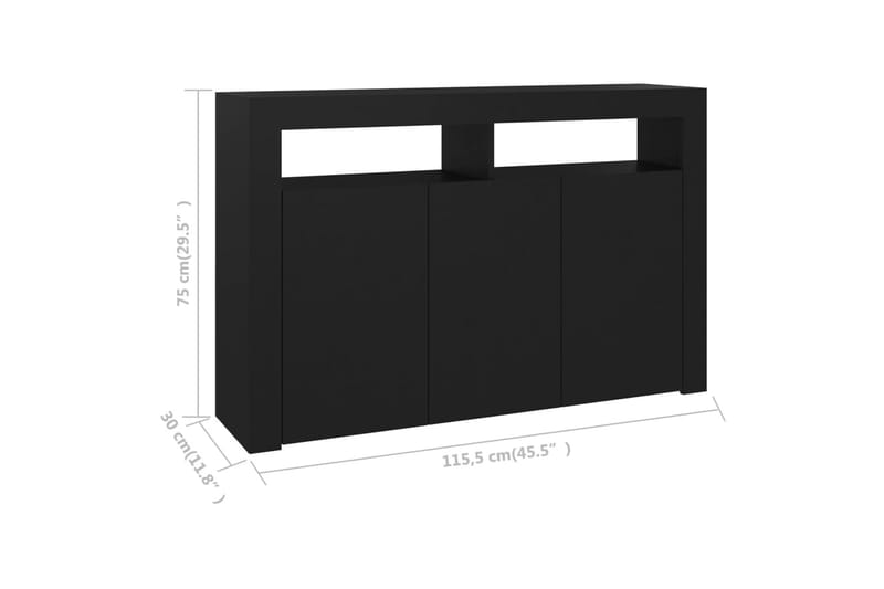 Senkki LED-valoilla musta 115,5x30x75 cm - Säilytys - Säilytyskalusteet - Senkki