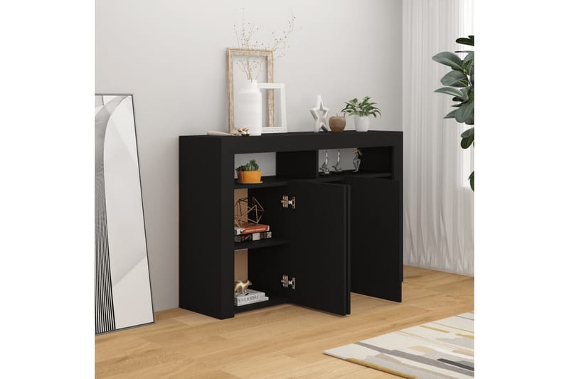 Senkki LED-valoilla musta 115,5x30x75 cm - Säilytys - Säilytyskalusteet - Senkki