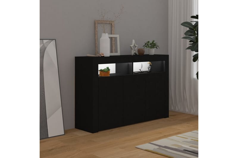 Senkki LED-valoilla musta 115,5x30x75 cm - Säilytys - Säilytyskalusteet - Senkki