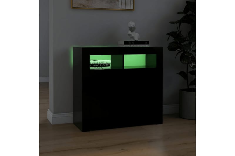 Senkki LED-valoilla musta 80x35x75 cm - Säilytys - Säilytyskalusteet - Senkki