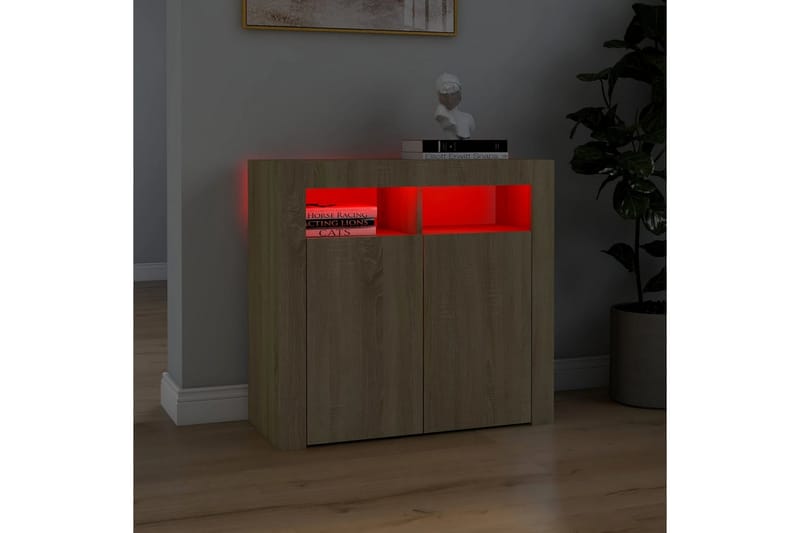 Senkki LED-valoilla Sonoma-tammi 80x35x75 cm - Säilytys - Säilytyskalusteet - Senkki