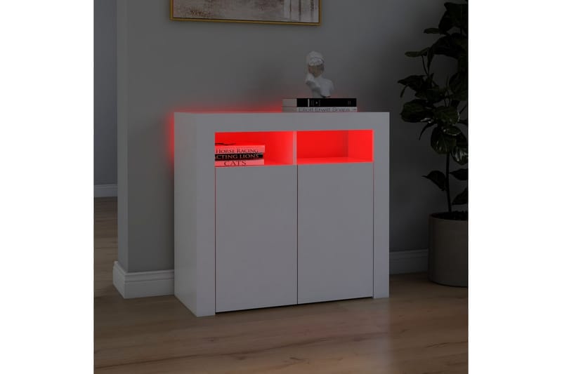 Senkki LED-valoilla valkoinen 80x35x75 cm - Säilytys - Säilytyskalusteet - Senkki