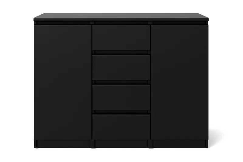 Senkki Lerna 121 cm 2 ovea 4 laatikkoa - Mattamusta - Säilytys - Säilytyskalusteet - Senkki